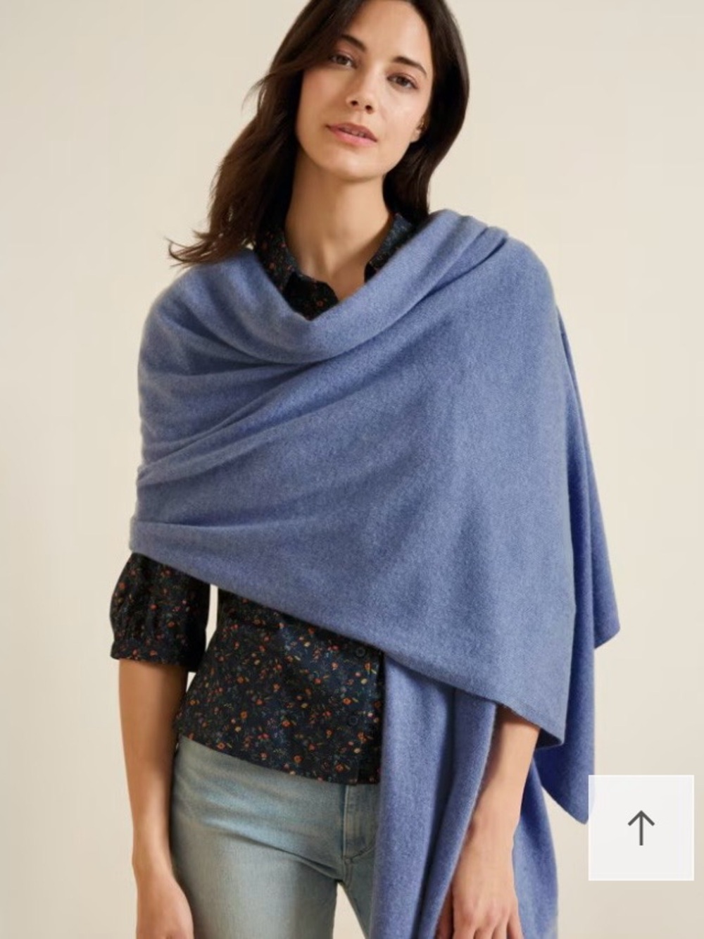 Garnet Hill NWT Blue Cashmere Wrap Shawl Scarf